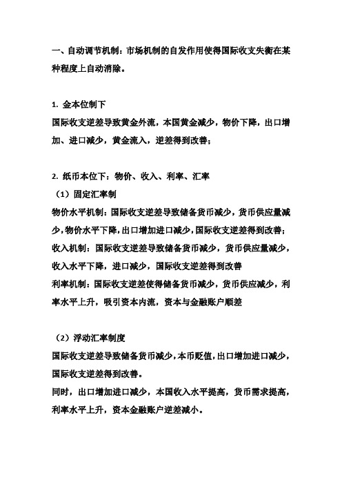 东财国际金融学第十章国际收支失衡的自动调节机制、收支调节理论