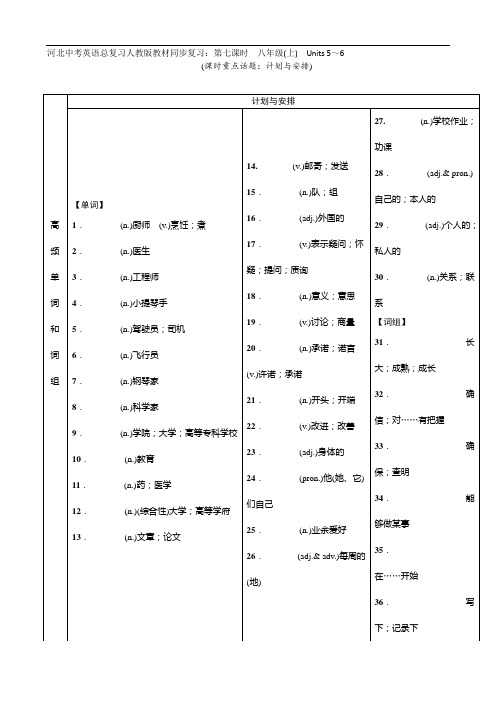 河北中考英语总复习人教版教材同步复习:第七课时 八