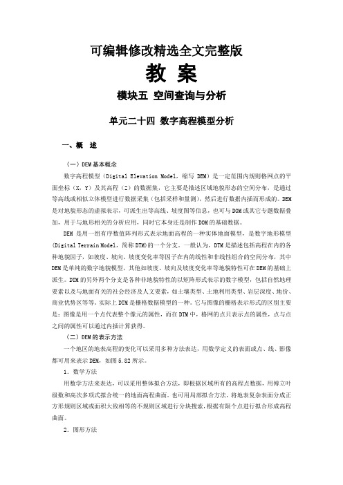 地理信息系统应用-《地理信息系统应用》教案-数字地形模型分析精选全文完整版