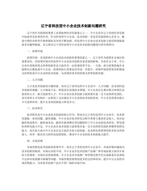 辽宁省科技型中小企业技术创新问题研究