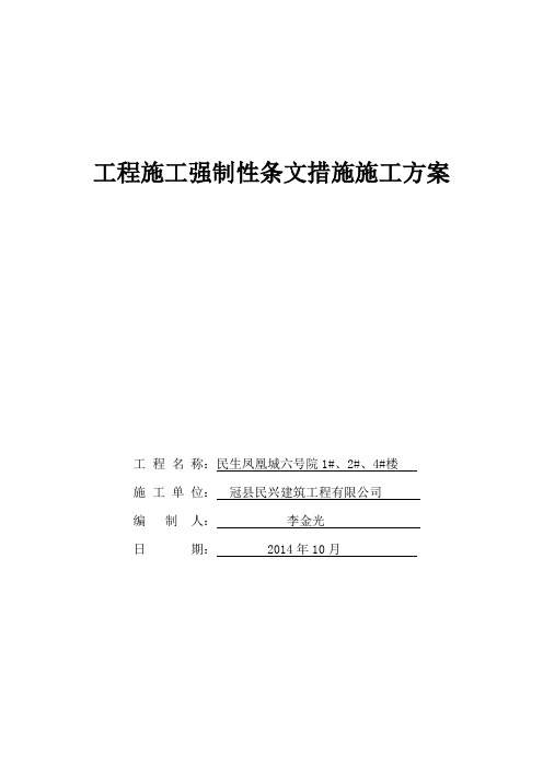 工程施工质量强制性条文措施方案