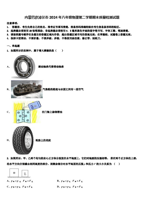 内蒙巴彦淖尔市2024年八年级物理第二学期期末质量检测试题含解析