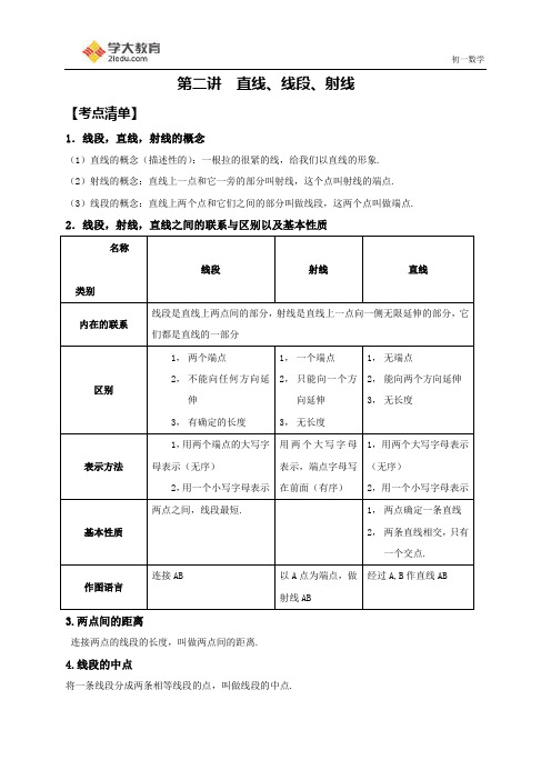 2第二讲  直线,射线,线段