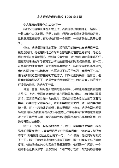 令人难忘的细节作文1000字3篇