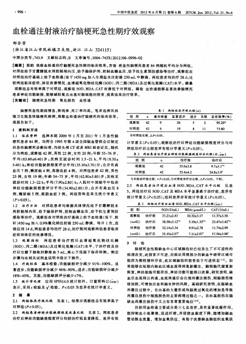 血栓通注射液治疗脑梗死急性期疗效观察