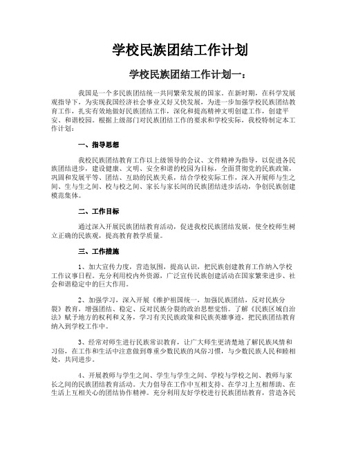 学校民族团结工作计划