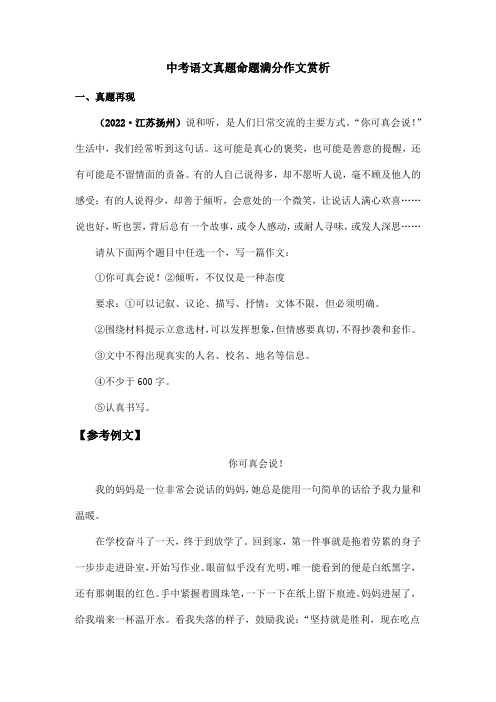 中考语文真题命题满分作文赏析