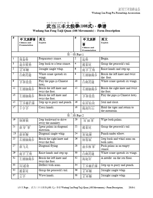 武当三丰太极拳(108式)-拳谱-