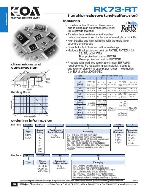 KOA-RK73-电阻规格说明书