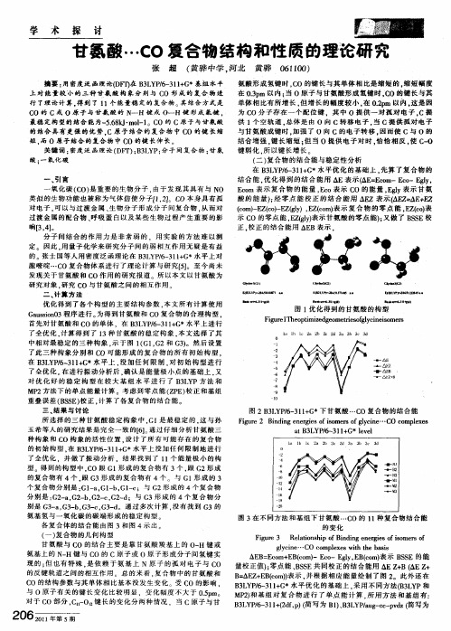 甘氨酸…CO复合物结构和性质的理论研究