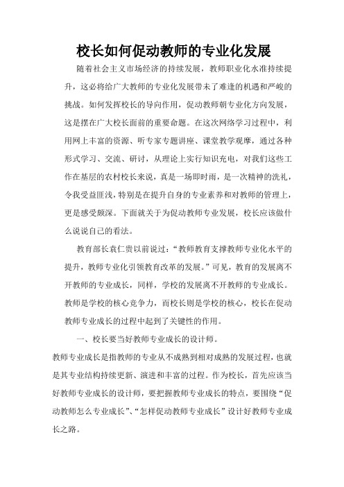 校长如何促进教师的专业化发展 