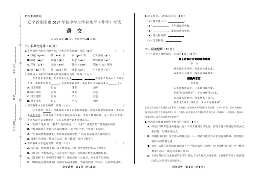 2017年辽宁省沈阳市中考语文试卷(含详细答案)