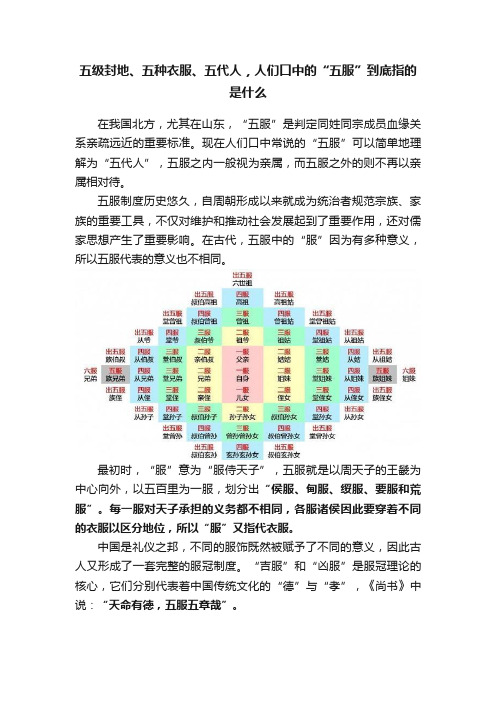 五级封地、五种衣服、五代人，人们口中的“五服”到底指的是什么