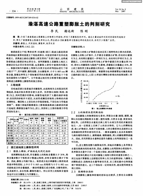 渝湛高速公路重塑膨胀土的判别研究