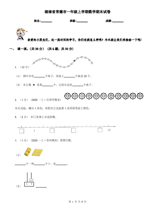 湖南省常德市一年级上学期数学期末试卷