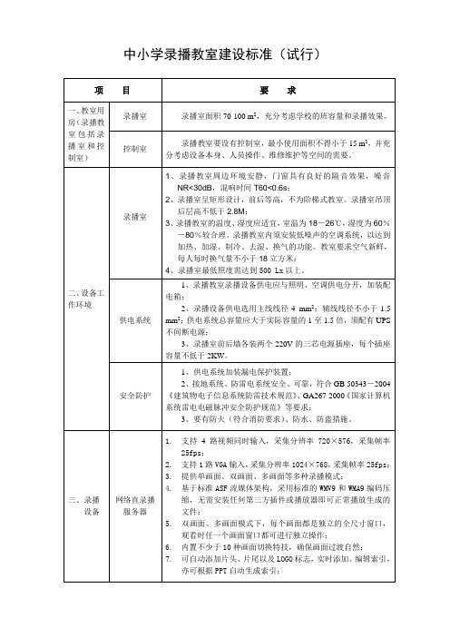 中小学录播教室建设标准