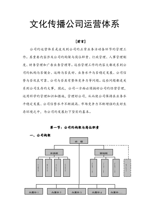 文化传播公司运营体系