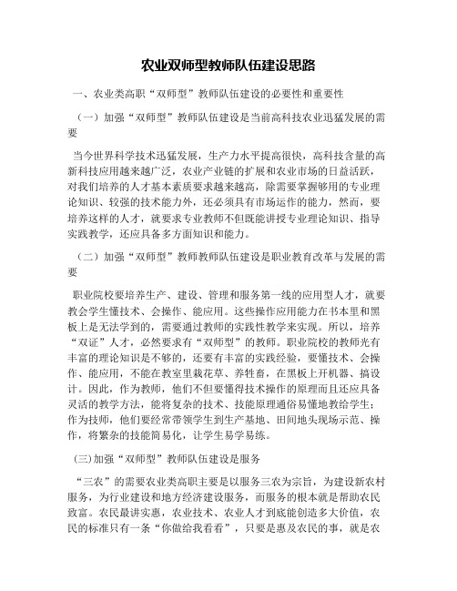 农业双师型教师队伍建设思路