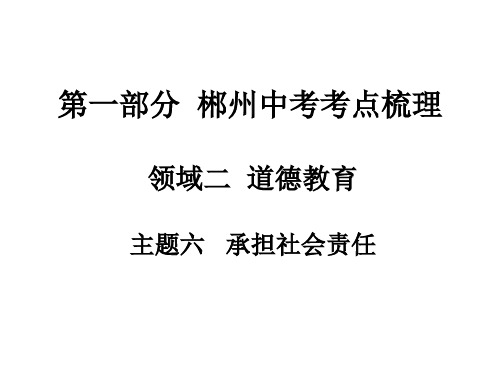 湖南省郴州市中考政治 领域二 道德教育 主题六 承担社会责任课件