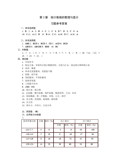 统计学 第3章 统计数据的整理与显示答案