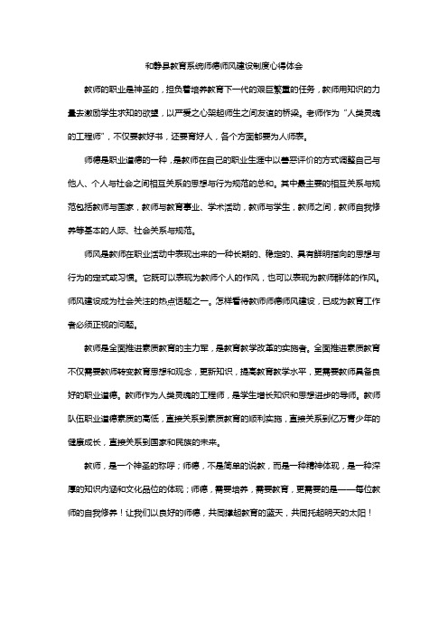 和静县教育系统师德师风建设制度心得体会