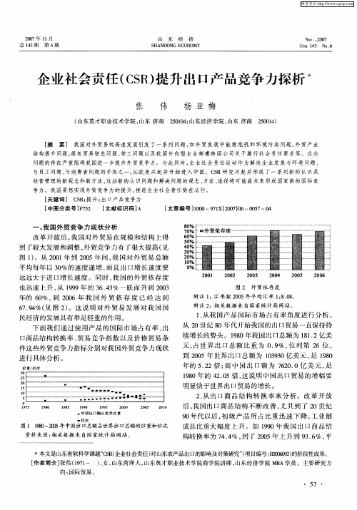 企业社会责任(CSR)提升出口产品竞争力探析