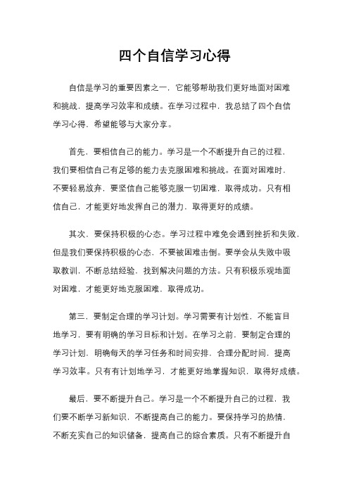 四个自信学习心得