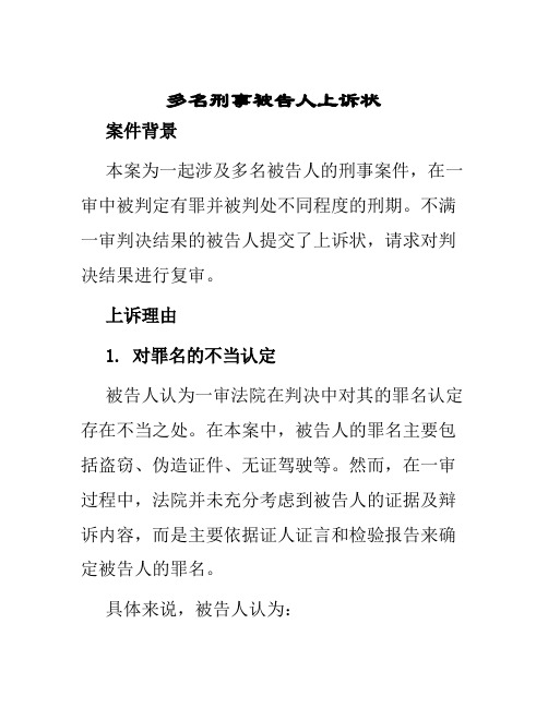 多名刑事被告人上诉状