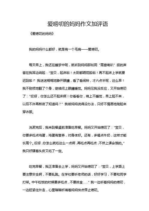 爱唠叨的妈妈作文加评语