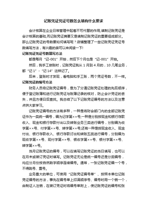 记账凭证凭证号数怎么填有什么要求