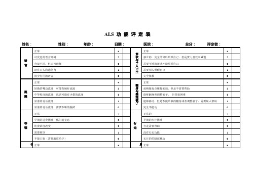 原发性侧索性硬化功能评定表