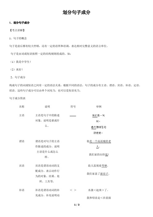 划分句子成分-初中语文知识讲解