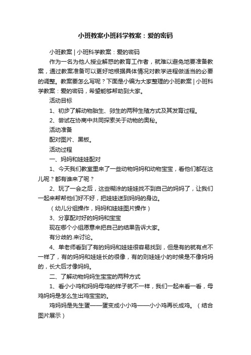 小班教案小班科学教案：爱的密码