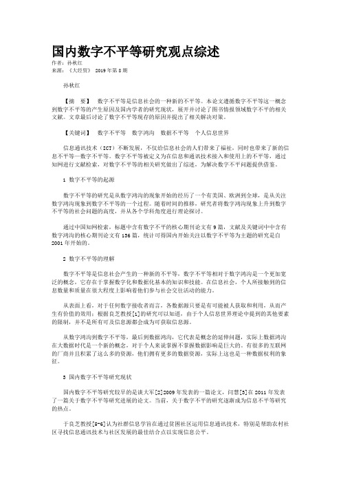 国内数字不平等研究观点综述