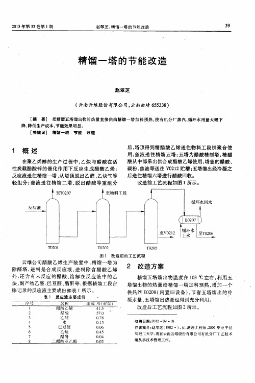 精馏一塔的节能改造