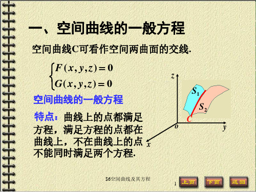 8-6空间曲线的一般方程