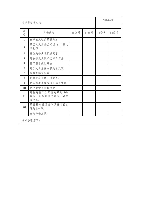 招标资格审查表