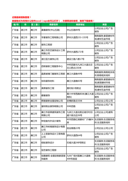 2020新版广东省湛江市廉江市装修公司工商企业公司商家名录名单黄页联系方式电话大全80家