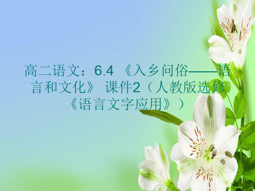 人教版高中语文选修四6.4入乡问俗——语言和文化2语言文字应用课件