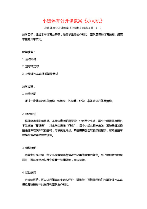 小班体育公开课教案《小司机》4篇