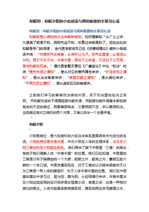 和解剂：和解少阳的小柴胡汤与调和肠胃的半夏泻心汤