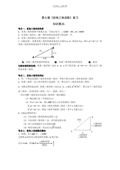 第七章《锐角三角函数》复习