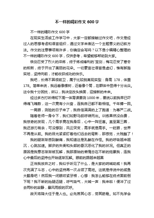 不一样的精彩作文600字