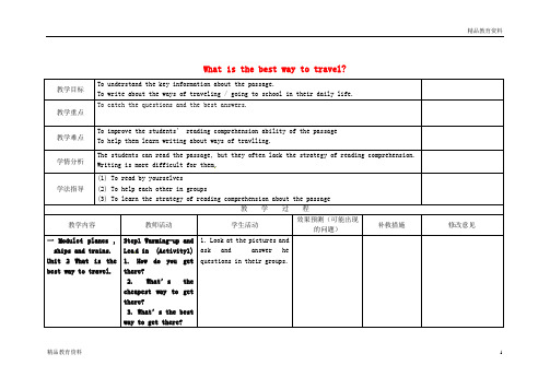 最新外研版八年级英语上册 Module 4 Unit 2 What is the best way to travel教案 