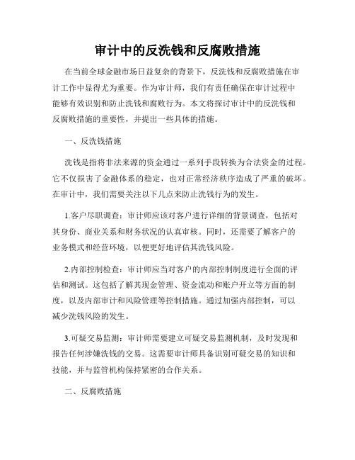 审计中的反洗钱和反腐败措施