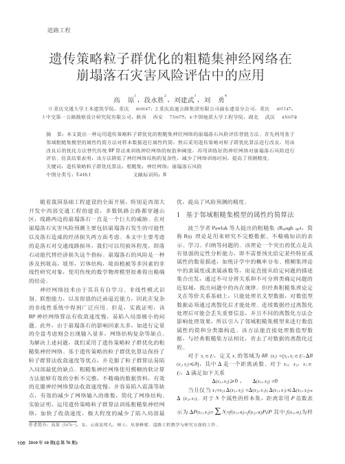 遗传策略粒子群优化的粗糙集神经网络在崩塌落石灾害风险评估中的应用