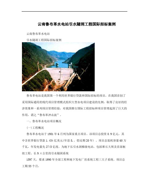 云南鲁布革水电站引水隧洞工程国际招标案例