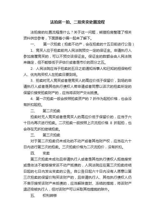 法拍房一拍、二拍变卖处置流程