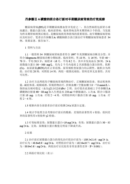 丹参酮ⅡA磺酸钠联合洛汀新对早期糖尿病肾病的疗效观察