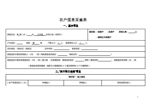 (贫困户)农户信息采集表 范本